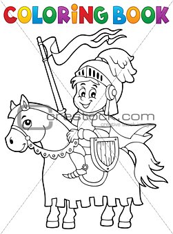 Coloring book knight on horse theme 1