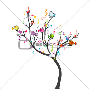 Happy tree with birds