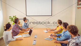 Attentive business team following a presentation