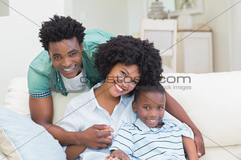 Happy family on the couch