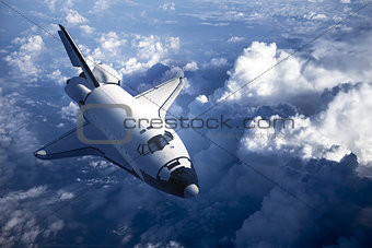 Space Shuttle Landing In The Clouds