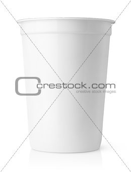White plastic container for dairy foods with foil lid