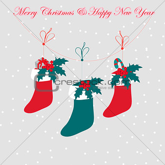 Christmas boots whith gray background