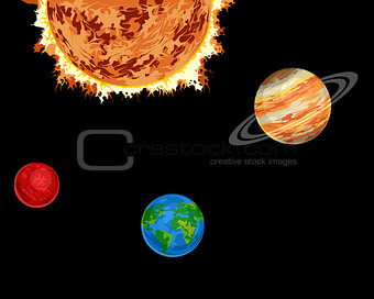 Planets and sun
