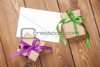Photo frame card and gift boxes with ribbon