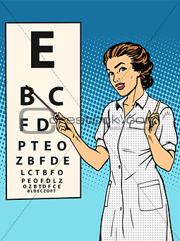 Woman ophthalmologist table verification of view