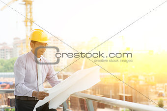 Asian Indian site contractor engineer working