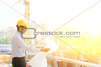 Indian site contractor engineer working