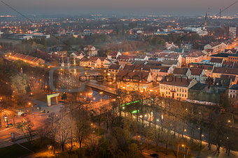 Aerial view of Old Town in Klaipeda, Lithuania