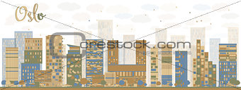 Abstract Oslo Skyline with Blue Buildings