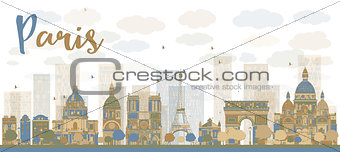 Abstract Paris skyline with color landmarks