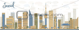 Seoul skyline with blue and brown buildings