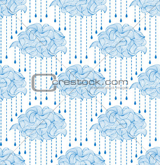 pattern with abstract clouds and raindrops