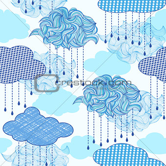  pattern with abstract clouds and raindrops