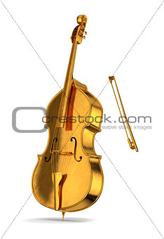 Golden cello isolated on white