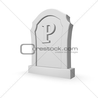 gravestone with letter p