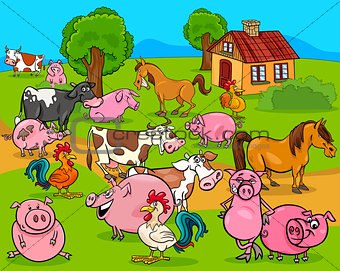 farm animals cartoon illustration