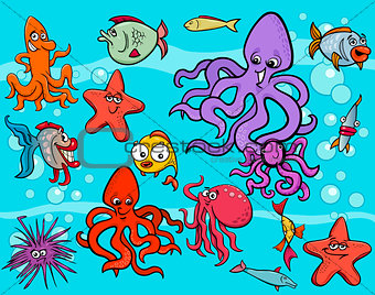 sea life group cartoon