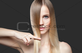 Beautiful lady with straight hair