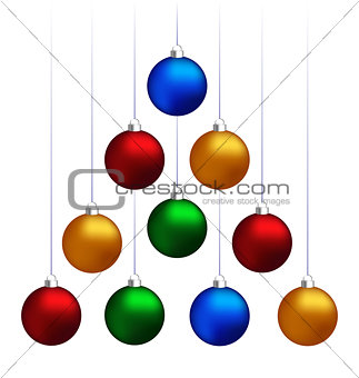 Christmas balls hanging like fir tree