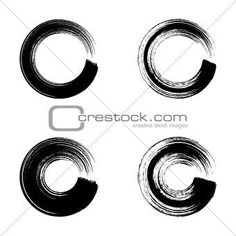 Black vector circle brush strokes