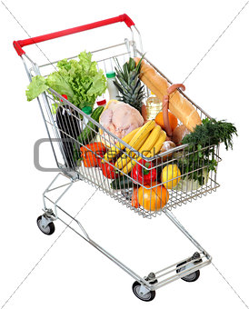 cart full of food, isolated image on white background