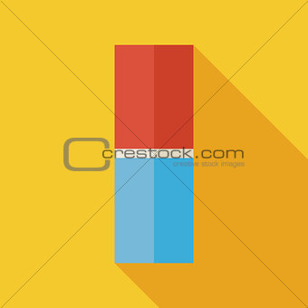 Flat Office Supply Eraser Illustration with long Shadow