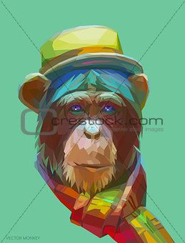 Chimpanzee polygonal illustration. Vector  eps 10