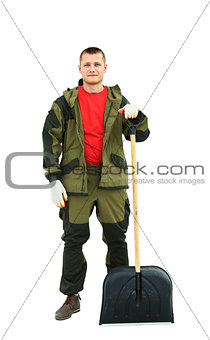 Full length portrait of a cleaner in a uniform