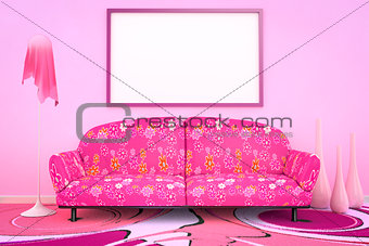 pink flower power sofa