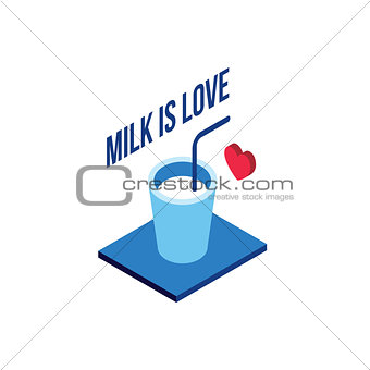 Glass of milk Modern isometric flat design