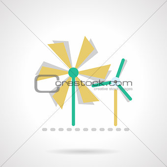 Wind turbine flat color vector icon