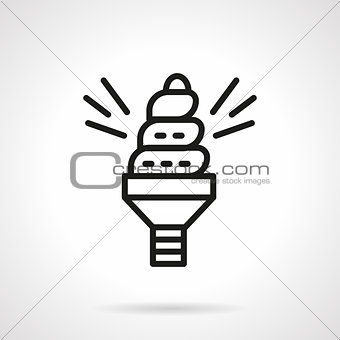 Spiral saving bulb black line vector icon