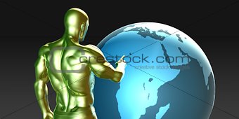 Businessman Pointing at Africa