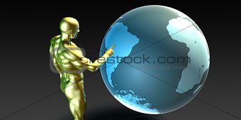 Businessman Pointing at South America 