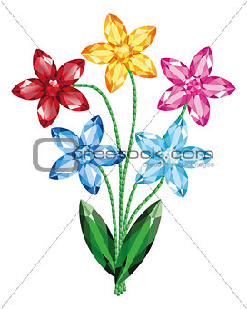 Bouquet of flowers of the gemstones isolated object vector