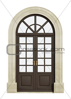 Balcony arch door on white