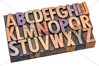 alphabet in vintage wood type