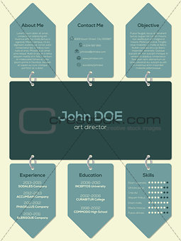 Modern resume cv template with chain and tags