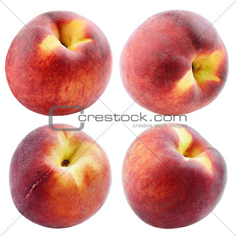 Set of peaches isolated on white