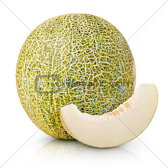Ripe melon with slice isolated on white