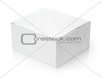 Closed cardboard box on white