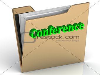 Conference - bright green letters on a folder
