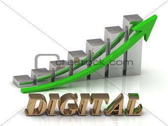 DIGITAL- inscription of gold letters andgold arrows DIGITAL- inscription of gold letters and  Graphic growth 