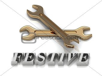 FESTIVE- inscription of metal letters and 2 keys 
