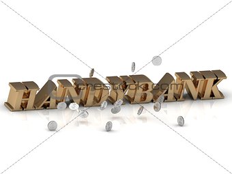 HANDYBANK - inscription of gold letters on white 