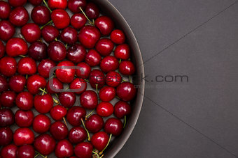 Top view of fresh red cherries 