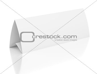 3d blank table paper card on white