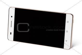White modern touch screen smartphone in horizontal