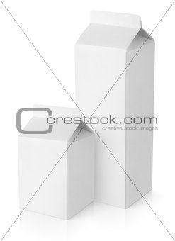 White blank milk carton packages